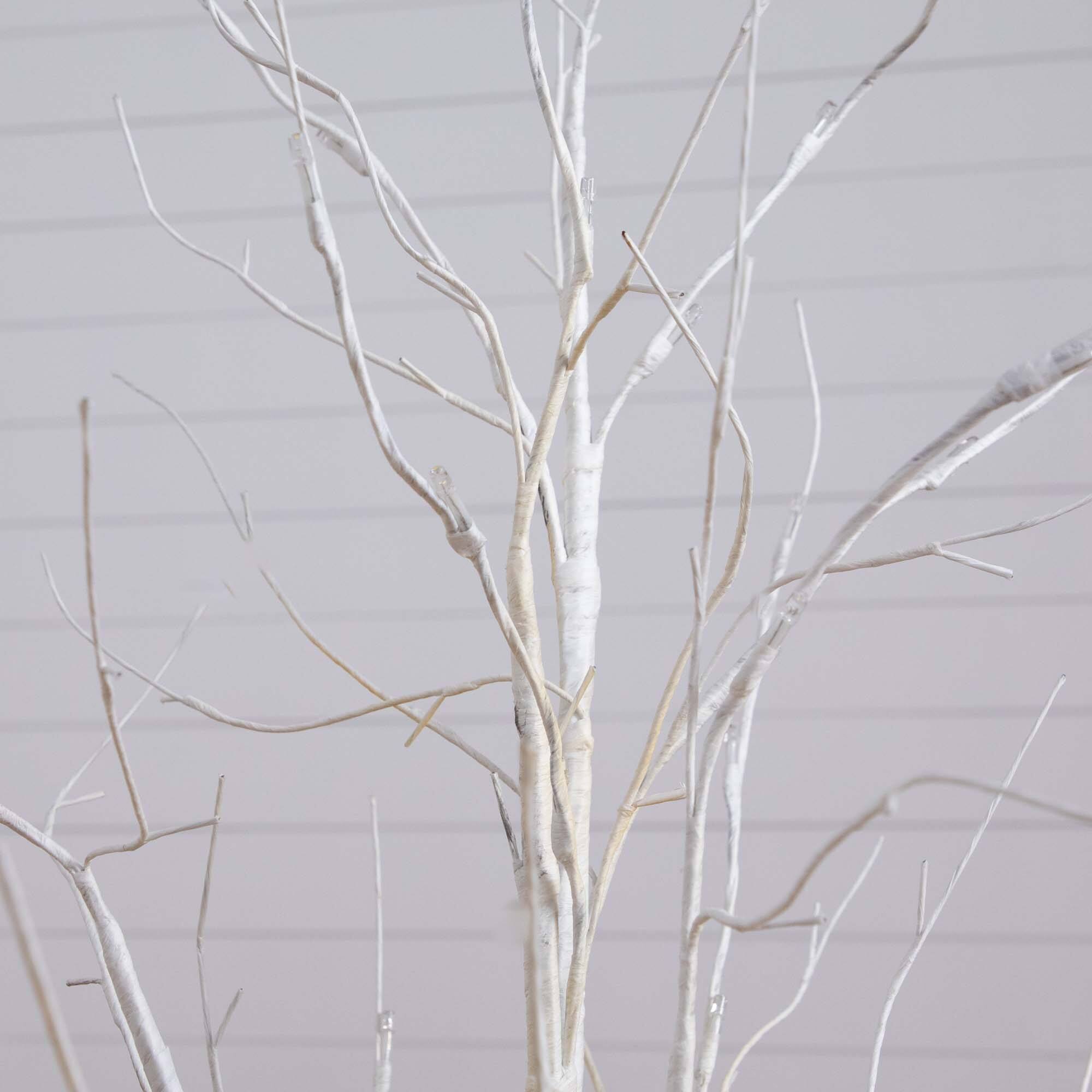 4ft. Pre-Lit White Birch Artificial Christmas Tree, White LED Lights